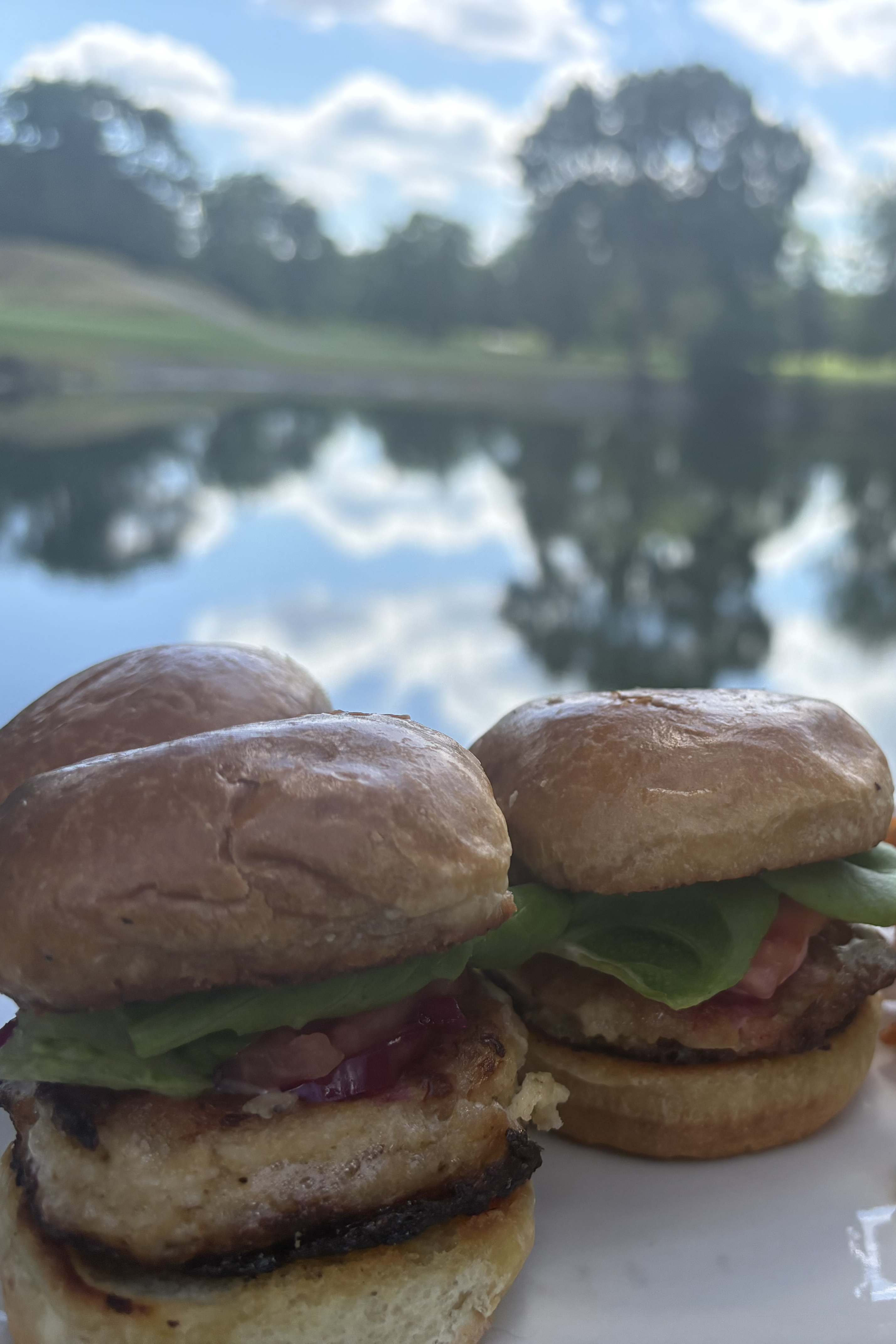 Crabcake sliders by water
